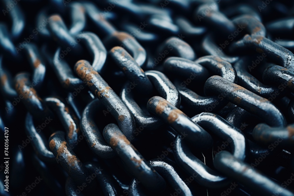 Poster a detailed view of interconnected chains, suitable for industrial concepts
