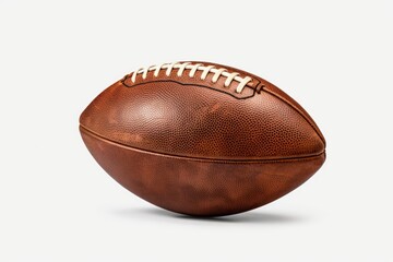 A classic brown leather football on a clean white background. Ideal for sports or recreation concepts