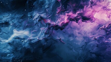 Illustration AI horizontal abstract fluidity in blue and magenta hues. Background concept, textures