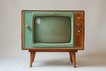 An antique television set rests atop a traditional wooden stand, showcasing a blend of old-world charm and nostalgia