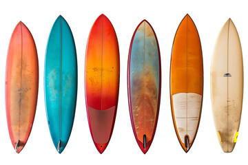 Set of surf boards on transparent background PNG - obrazy, fototapety, plakaty