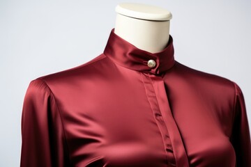 A mannequin dressed in a red satin shirt. Ideal for fashion or retail concepts