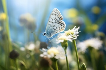 Beautiful butterfly perched on delicate white flower. Perfect for nature themes
