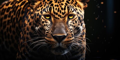 Fototapeta premium Close up of a leopard's face, perfect for wildlife projects