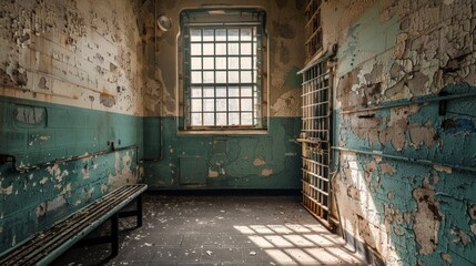 Fototapeta na wymiar old jail cell with bars