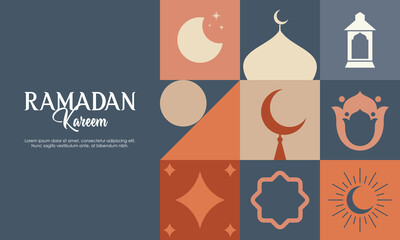 Islamic Greeting Card Template with Ramadan for Wallpaper. Ramadan Kareem Abstract Concept with Ramadan Elements