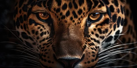 Foto op Aluminium A detailed close up of a leopard's face, perfect for wildlife themes © Fotograf