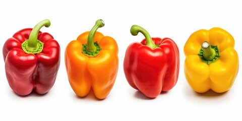 Fresh and vibrant bell peppers lined up in a row. Perfect for food and cooking related projects