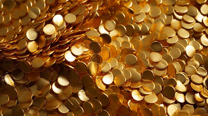 Gold color silk fabric texture material with gold color sequin buttons 