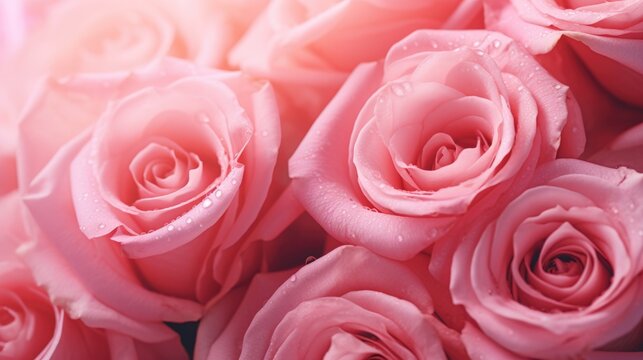 A close-up of a bunch of pink roses. Perfect for floral designs