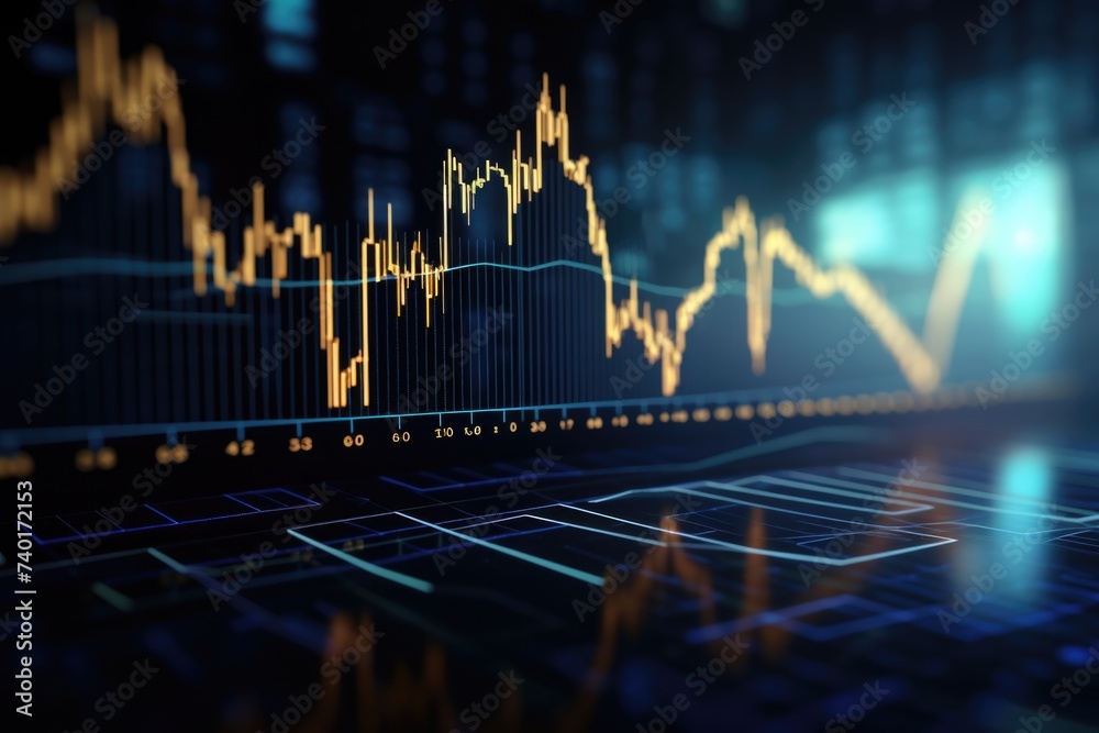 Leinwandbilder close-up of a stock chart on a computer screen, suitable for financial concepts