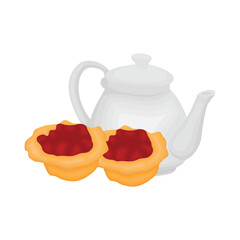 pie and teapot illustration