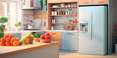 A kitchen filled with a variety of different types of food. Perfect for food blogs or recipe websites