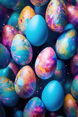 Fototapeta premium Colorful marbled eggs perfect for Easter decorations