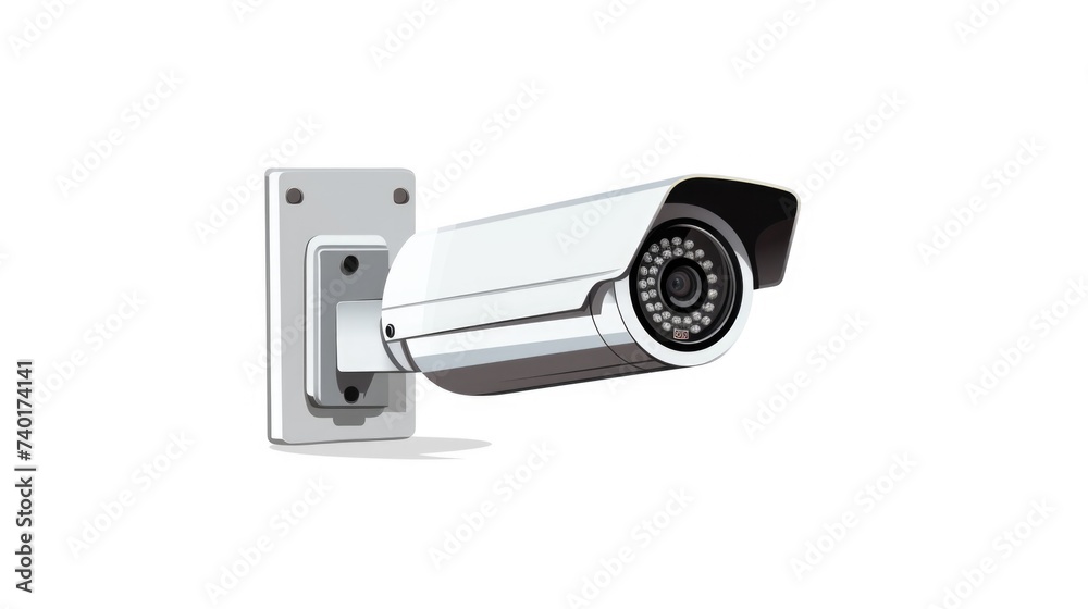 Poster a security camera mounted on a wall. suitable for surveillance concepts