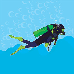 Scuba Diver Vector Illustration Design colorful