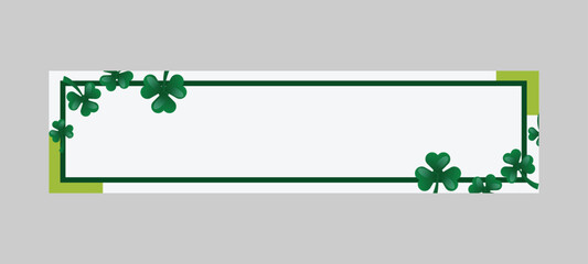 Saint patrick day blank frame with clover leaves horizontal banner design