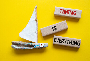 Timing is Everything symbol. Wooden blocks with words Timing is Everything. Beautiful yellow...
