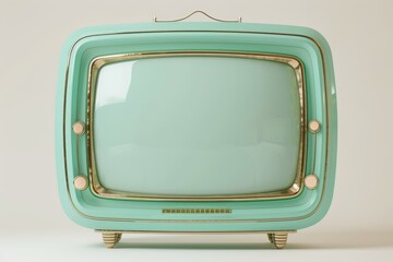 An antique television set with a vibrant green screen displaying a retro aesthetic, creating a nostalgic and evocative ambiance