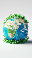 Fototapeta premium Earth globe with grass on white background. Global environmental conservation concept .