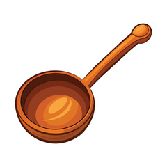 Vector wooden ladle on white background top view