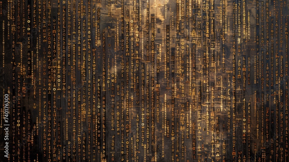 Poster gold binary code abstract technology background. global network