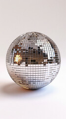 Disco ball on a white background, close-up, studio shot