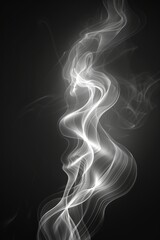 White smoke against a black background, creating a striking contrast. The smoke is the main subject, billowing and swirling, creating a captivating visual effect