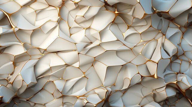 Matt gold and white metallic abstract luxury mosaic title texture pattern square grid material map for 3D modeling  