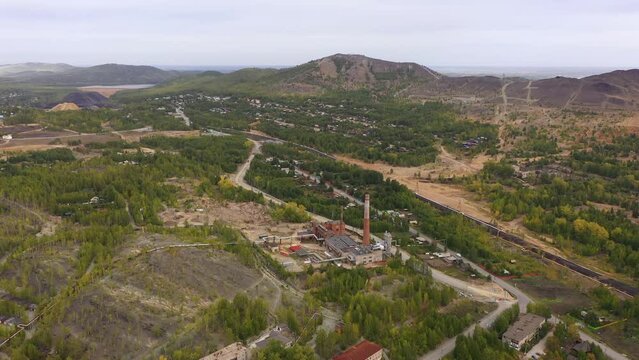 Aerial video of the city of Karabash, Chelyabinsk region of Russia. The dirtiest city.