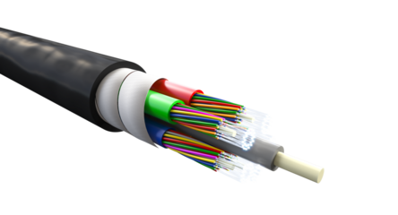 fibre optic connection cable isolated on white background.