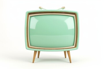 A vintage television set is perched on a weathered wooden stand, evoking a sense of nostalgia for...