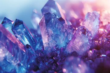 gemstone minerals on mysterious natural background. quartz fluorite crystals close up. Magic healing stones, purple crystals background
 - obrazy, fototapety, plakaty