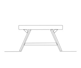 Continuous one line drawing of interior table. Living room table single line vector illustration. Editable stroke.