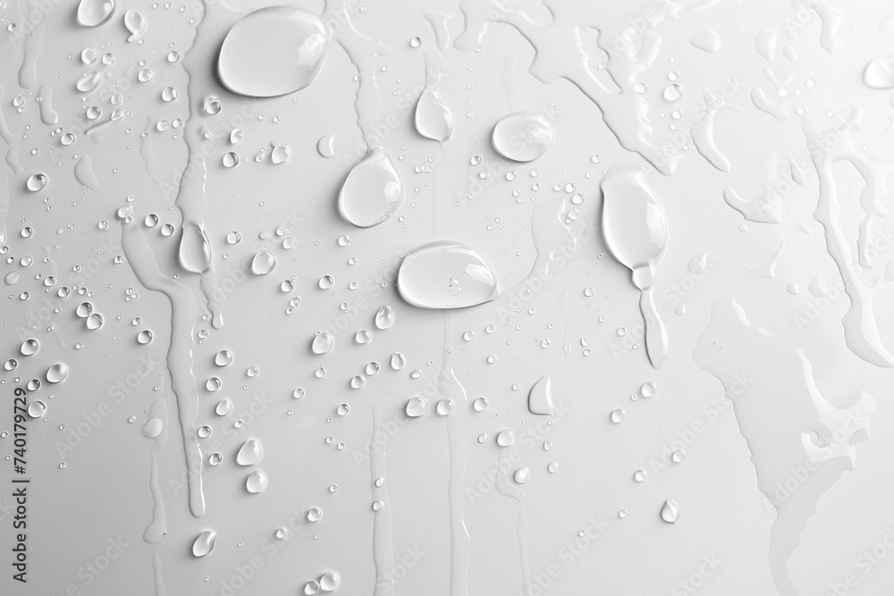 Aufkleber water droplets delicately resting on a pristine white surface, creating a mesmerizing and serene visual experience