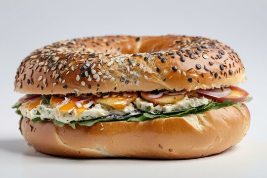 Bagel Sandwich on White Background