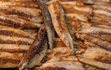 Fresh mackerel fish cooked on the grill.