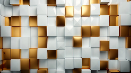 Matt gold and white metallic abstract luxury mosaic title texture pattern square grid material map for 3D modeling  