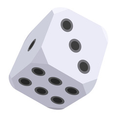 Board game, flat isometric view. Isolated colored icon of dice table gaming. Cartoon family table game for adults and kids for leisure and recreation.  illustration