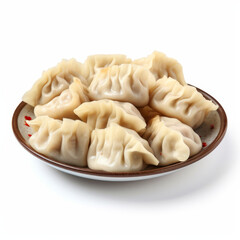Steamed dumplings on white background