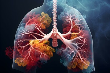 Illustration of Various Respiratory Ailments, Such as COPD and Other Lung Diseases. Concept Respiratory Ailments, COPD, Lung Diseases, Illustration, Medical Diagrams