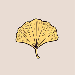 Ginkgo biloba leaf vector illustration sticker design