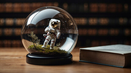 a glass globe with a astronaut