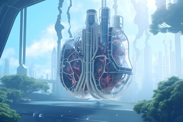 Cuttingedge research for lung health set against a futuristic backdrop. Concept Research, Lung Health, Futuristic, Cutting-edge, Technology