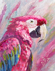 Parrot bird abstract art painting