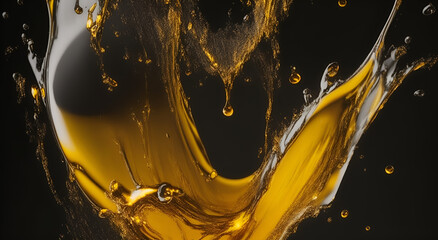 Oil or honey splash on black background. Generative AI