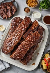 BBQ Ribs Platter on White Table