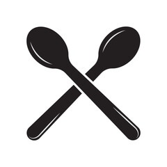 spoon for food and eating food silhouette isolated on white background. Spoon icon logo vector.