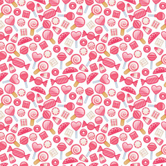 Pink seamless pattern with candy