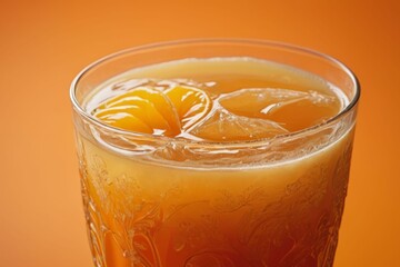Orange Juice Glass on Orange Background